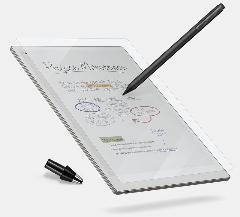 REEYEAR Titanium Pencil Tip & PET Matte Screen Protector Bundle fits for Remarkable Paper Pro E-Reader for True Paper Feel Smooth Writing–No Wear Out Fine Tip+Anti-Glare Protect Film, Crystal Clear - Image 1